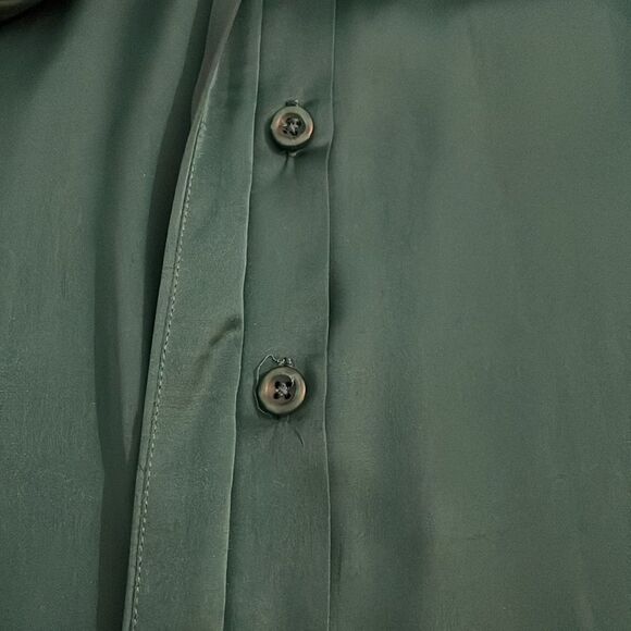 Blair Stanley Green Button Up Double Tier Blouse Womens Size 4 Relaxed Fit - Picture 8 of 8